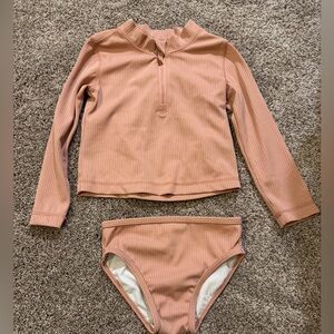 Kids Long Sleeve Rash Guard Set - Pink